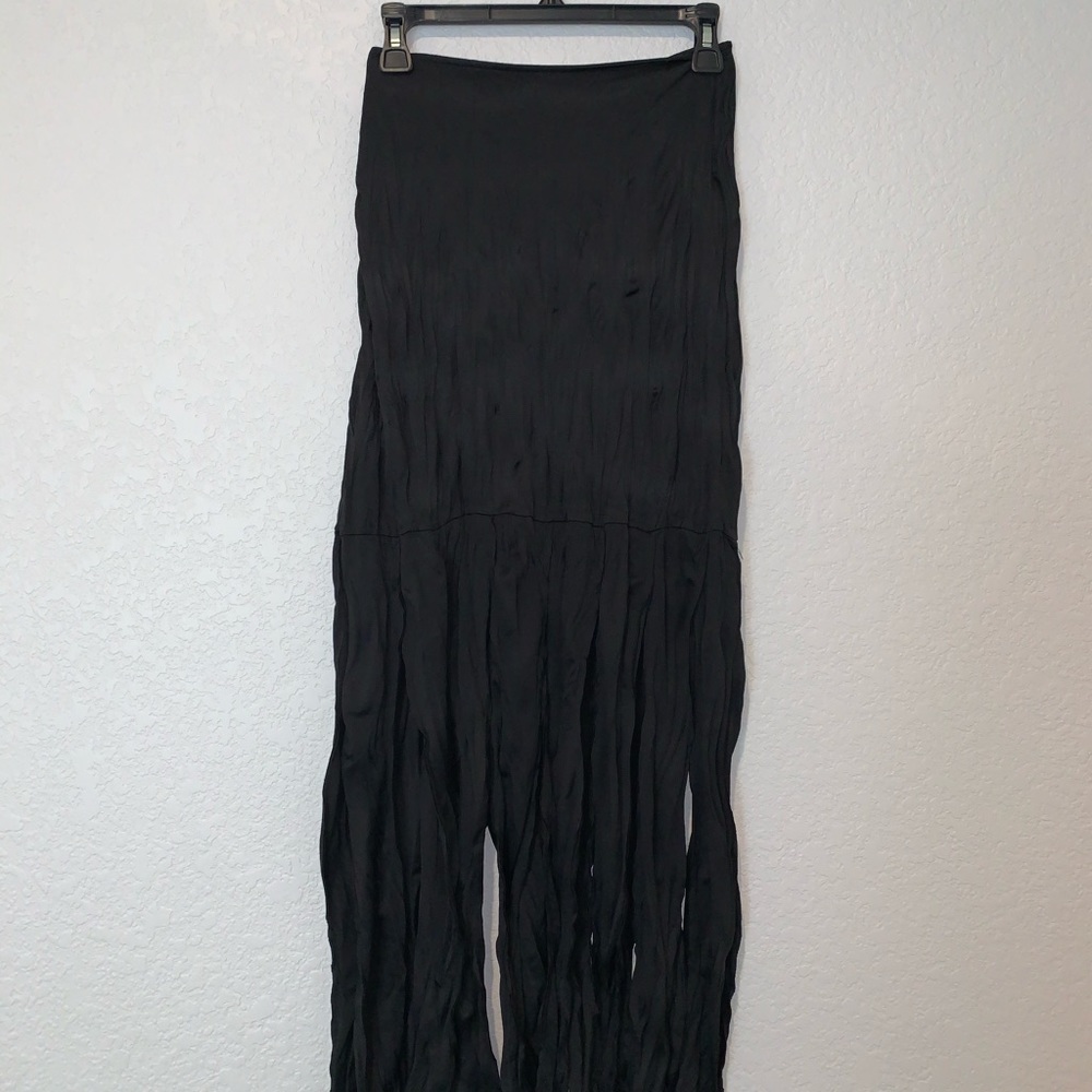 New Zara Wrinkled Effect Maxi Skirt with Fringing - Picture 2 of 7